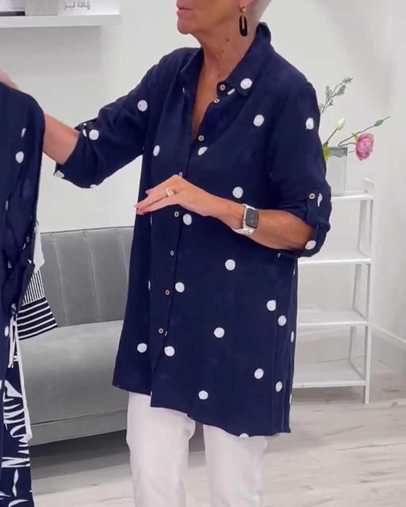 Maya | Navy Polka Dot Shirt