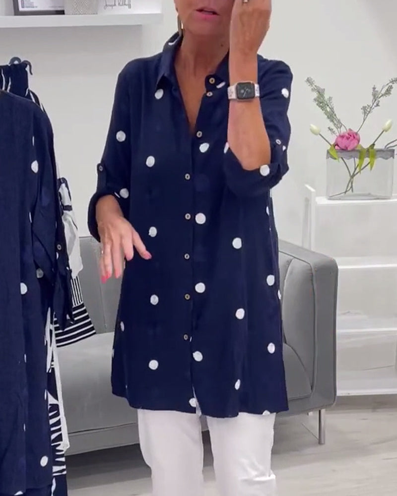 Maya | Navy Polka Dot Shirt